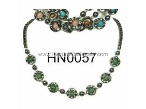 Assorted Colored Semi precious Stone Beads Hematite Donut Beads Stone Chain Choker Fashion Women Necklace